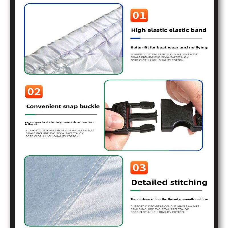 V字ハル高耐久ボートカバー 11～13ft｜防水・防塵・UV対応（シルバー）