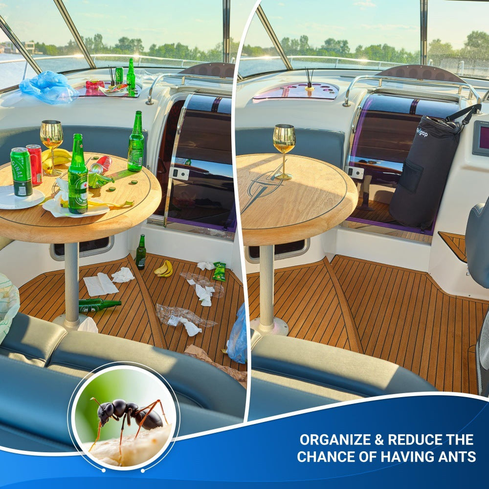 ボート用 折りたたみ式ダストボックス 10ガロン（ブラック）｜防水・防臭仕様／ごみ袋1ロール付属／高い固定力